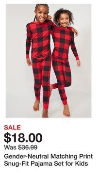 Old Navy Gender-neutral matching print snug-fit pajama set for kids offer
