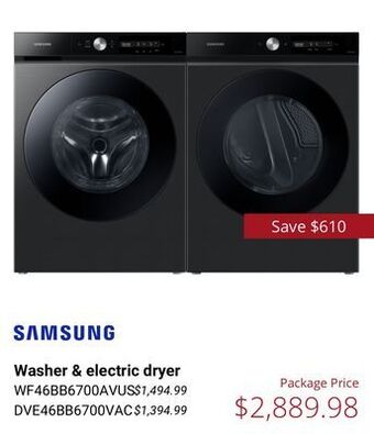 Canadian Appliance Source Samsung washer & electric dryer offer