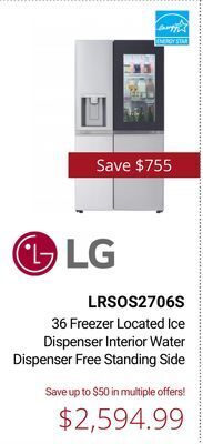 Canadian Appliance Source Lg 36 freezer located ice dispenser interior water dispenser free standing side offer