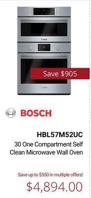 Canadian Appliance Source Bosch 30 one compartment self clean microwave wall oven offer