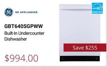 Canadian Appliance Source Ge appliances built-in undercounter dishwasher offer