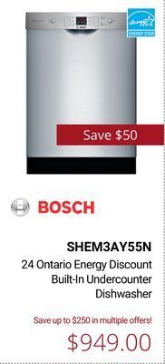 Canadian Appliance Source Bosch 24 ontario energy discount built-in undercounter dishwasher offer