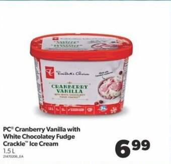 Real Canadian Superstore Pc Cranberry Vanilla With White Chocolatey Fudge Crackle Ice Cream offer