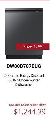 Canadian Appliance Source Samsung 24 ontario energy discount built-in undercounter dishwasher offer