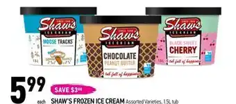 Coppa's Fresh Market 1212
559999
each
save $300
shaw's frozen ice cream assorted varieties, 1.5l tub offer
