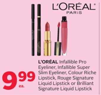 Rexall L'oréal infallible pro eyeliner, infallible super slim eyeliner, colour riche lipstick, rouge signature liquid lipstick or br offer