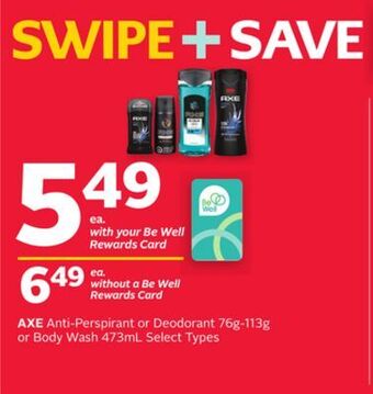 Rexall Axe anti-perspirant or deodorant 76g-113g or body wash 473ml offer