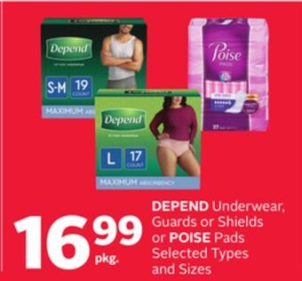 Rexall Depend underwear, guards or shields or poise pads offer