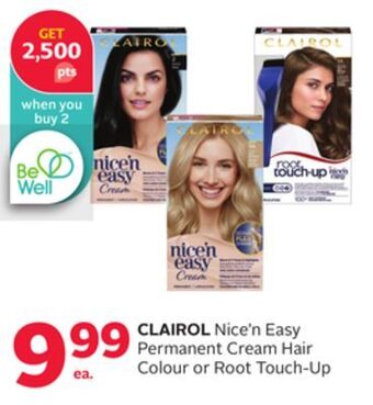 Rexall Clairol nice'n easy permanent cream hair colour or root touch-up offer