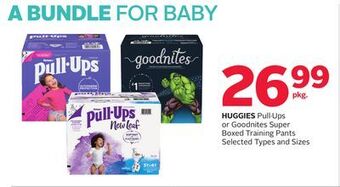 Rexall Huggies pull. ups or goodnites super boxed training pants offer