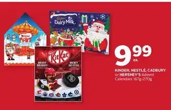 Rexall Kinder, nestlé, cadbury or hershey's advent calendars offer