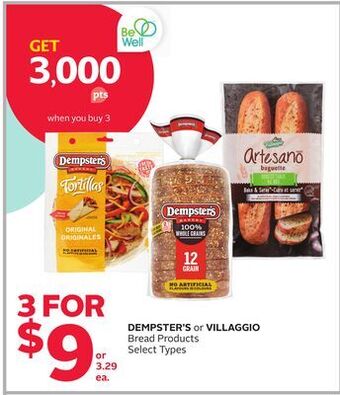 Rexall Dempster's or villaggio bread products offer