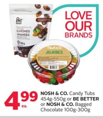 Rexall Nosh & co. candy tubs 454g-550g or be better or nosh & co. bagged chocolate 100g-300g offer
