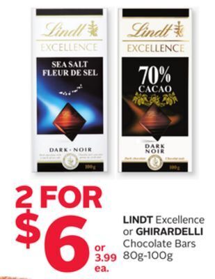 Rexall Lindt excellence or ghirardelli chocolate bars offer