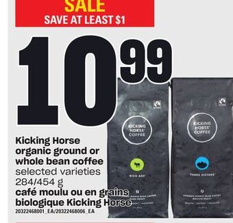 Independent City Market Kicking horse organic ground or whole bean coffee, 284/454 g offer