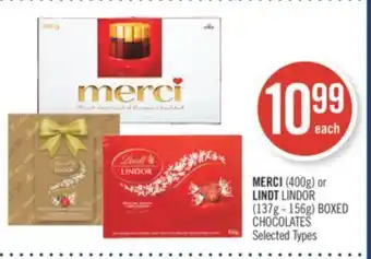 Shoppers Drug Mart Merci (400g) or lindt lindor (137g - 156g) boxed chocolates offer