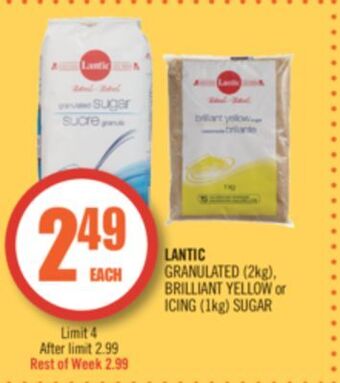 Shoppers Drug Mart Lantic granulated (2kg), brilliant yellow or icing (1kg) sugar offer