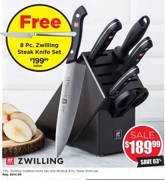 Kitchen Stuff Plus Zwilling Tradition Knife Swedish With Bonus 8Pc Steak Knife Set offer
