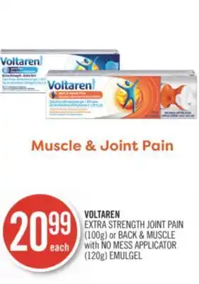 Shoppers Drug Mart Voltaren extra strength joint pain (100g) or back & muscle with no mess applicator (120g) emulgel offer