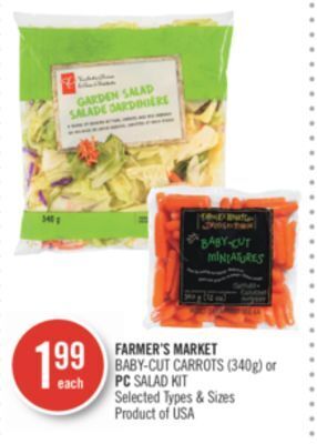 Shoppers Drug Mart Farmer's market baby-cut carrots (340g) or pc salad kit offer