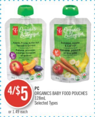 Shoppers Drug Mart Pc organics baby food pouches offer