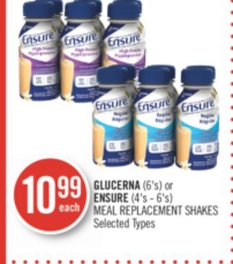 Shoppers Drug Mart Glucerna (6's) or  ensure (4's - 6's) meal replacement shakes offer