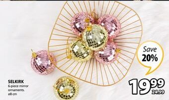 JYSK Selkirk 6-piece mirror ornaments offer