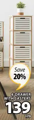 JYSK Fyn 4-drawer chest with casters offer