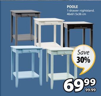 JYSK Poole 1-drawer nightstand offer