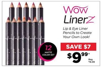 Showcase Wow linerz lip & eye liner pencils matte - 12pk offer