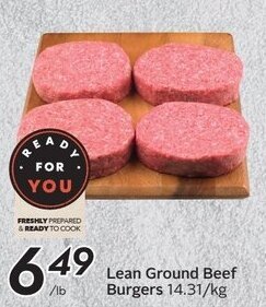 Sobeys Lean Ground Beef Burgers offer
