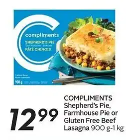 Sobeys Compliments Shepherd's Pie Or Gluten Free Beef Lasagna offer