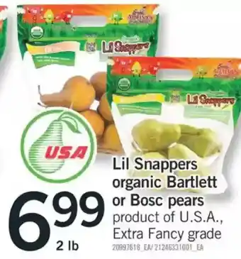 Fortinos Lil snappers organic bartlett or bosc pears offer