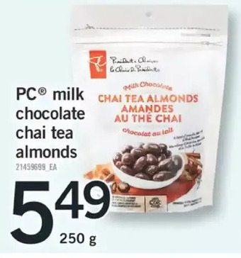 Fortinos Pc milk chocolate chai tea almonds offer
