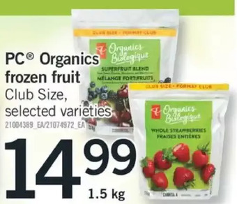 Fortinos Pc organics frozen fruit offer