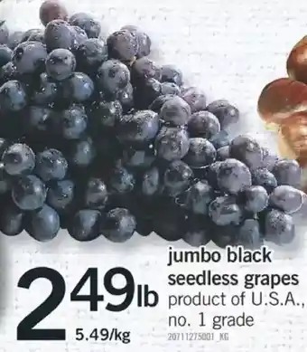 Fortinos Jumbo black seedless grapes offer