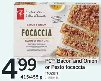 Fortinos Pc bacon and onion or pesto focaccia offer