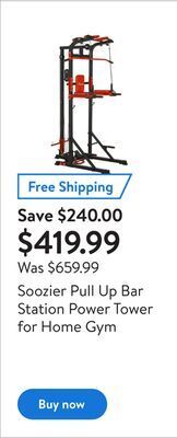 Walmart Soozier pull up bar station power tower for home gym offer