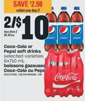 Valu-mart Coca-cola or pepsi soft drinks offer