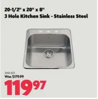 Home Hardware 3 Hole Kitchen Sink - Stainless Steel offer