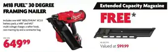 Home Hardware M18 Fuel 30 Degree framing Nailer offer