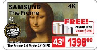 2001 Audio Video Samsung 43" the frame art mode 4k qled offer