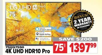 2001 Audio Video Lg 75" 4k uhd hdr10 pro offer