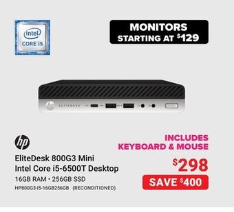 Visions Electronics Hp elitedesk 800g3 mini intel core i5-6500t desktop offer