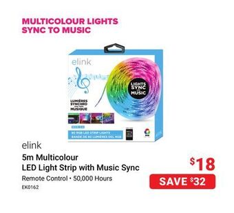 Visions Electronics Elink 5m multicolour led light strip with music offer