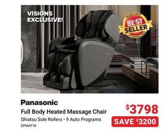 Visions Electronics Panasonic full body heated massage chair offer
