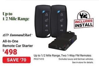 Visions Electronics Command start all-in-one remote car starter offer