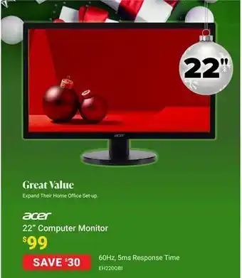Visions Electronics Acer 22" computer monitor 22" offer