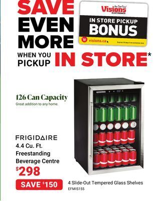 Visions Electronics Frigidaire 4.4 cu. ft. freestanding beverage centre offer