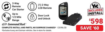 Visions Electronics Command start complete install and parts, no surprise charges offer